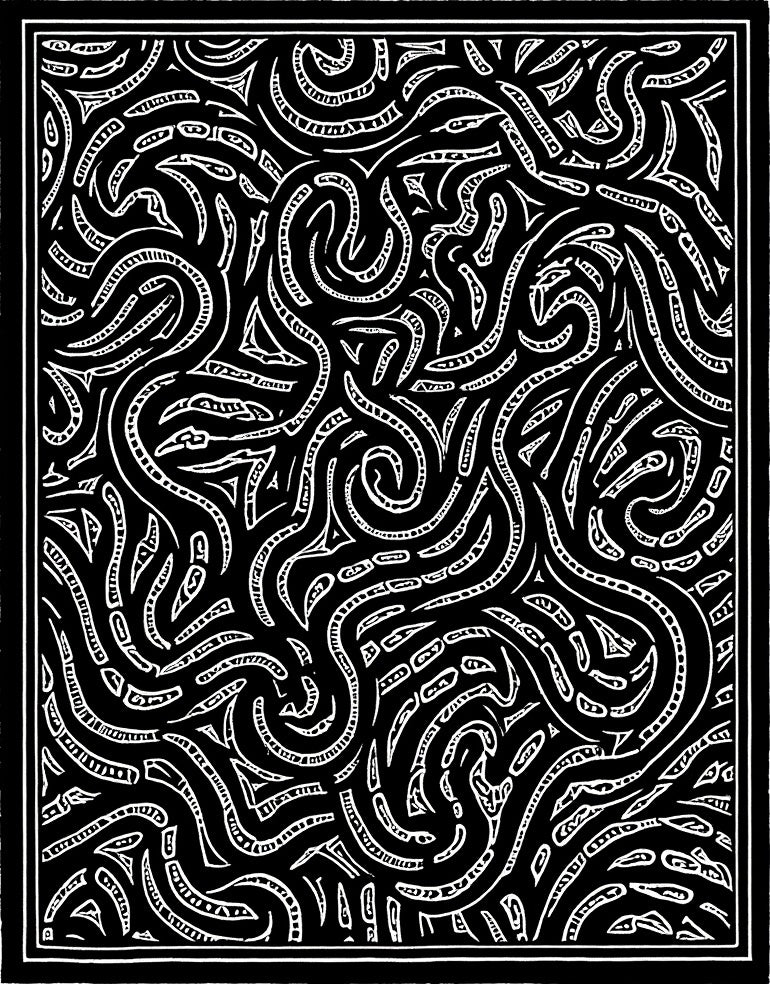 Abstract Woven Organic Black White Design Rug