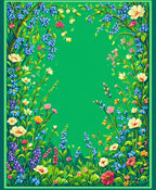 Vibrant Meadow Floral Border Design Rug