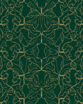 Emerald Green Floral Outline Pattern Rug