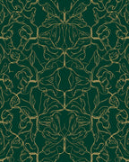 Emerald Green Floral Outline Pattern Rug