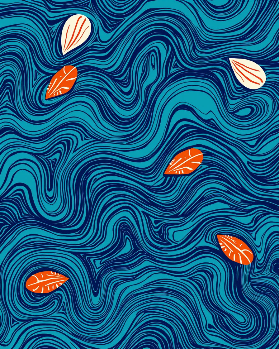 Flowing Leaf Abstract Pattern Rug