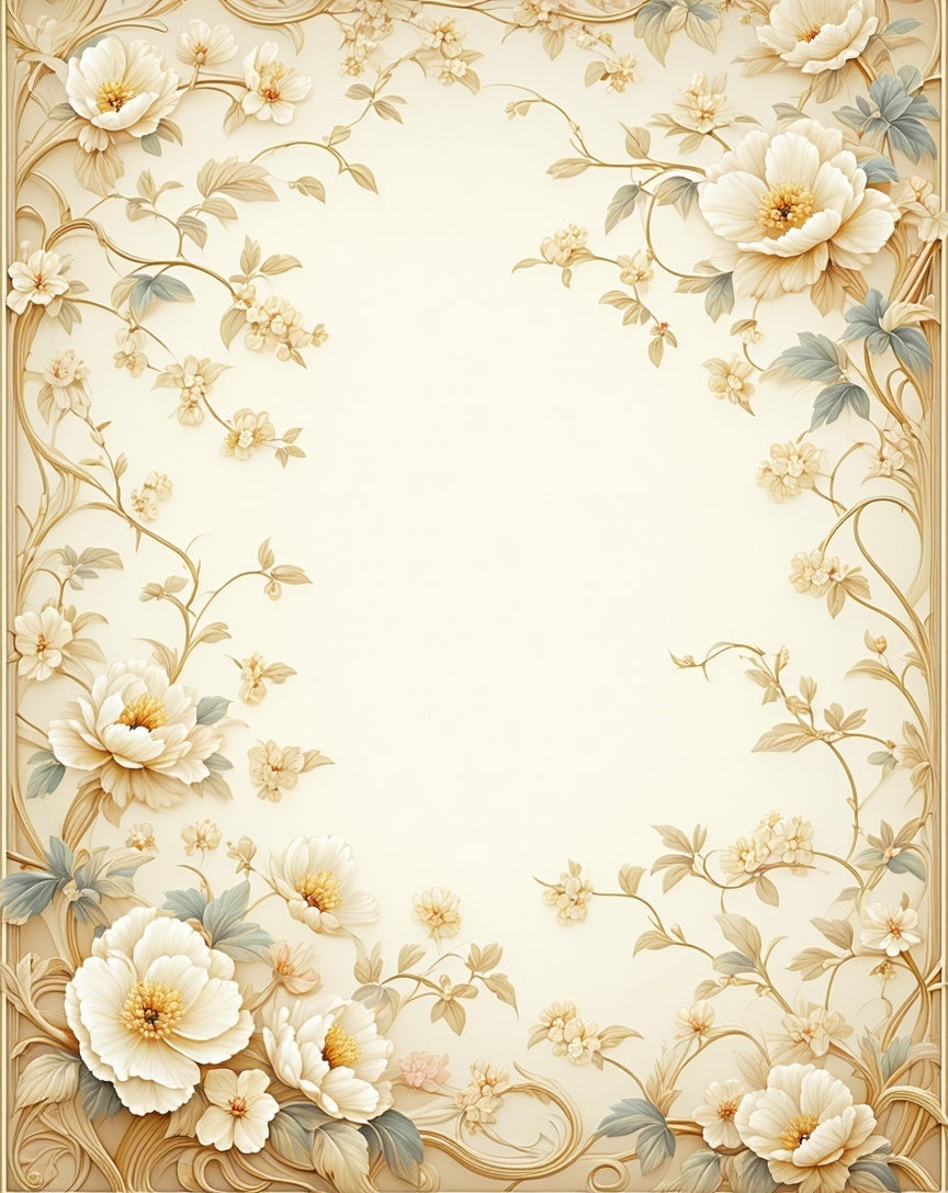 Elegant Floral Swirl Cream Pattern Rug