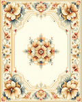 Elegant Floral Cream Border Design Rug