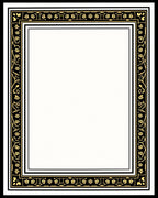 Ornate Black Gold Floral Border Rug