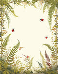 Whimsical Ladybug Fern Border Design Rug