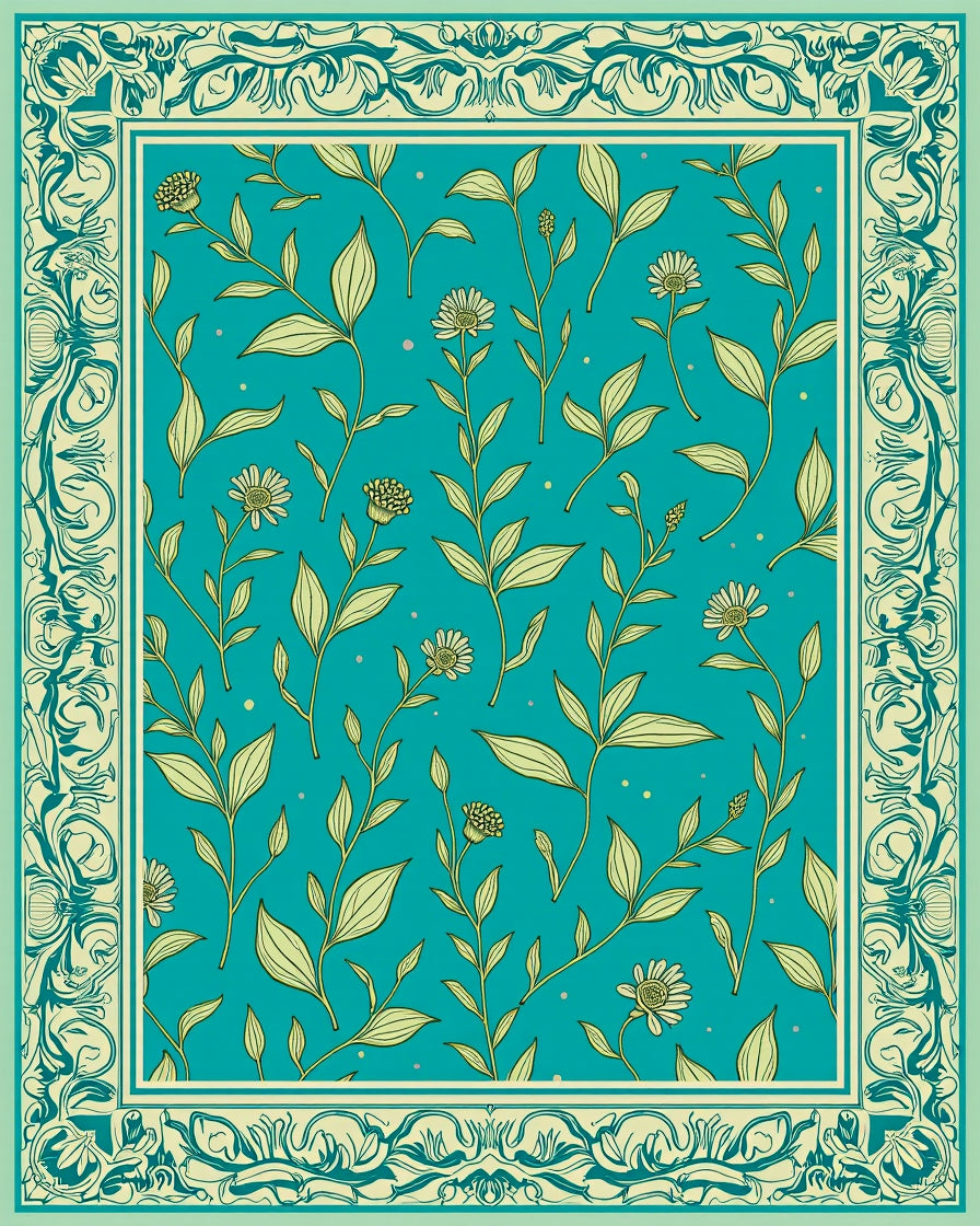 Floral Vine Botanical Art Deco Rug