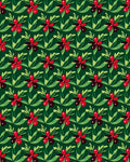 Deep Green Red Floral Repeat Rug