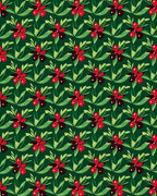 Deep Green Red Floral Repeat Rug