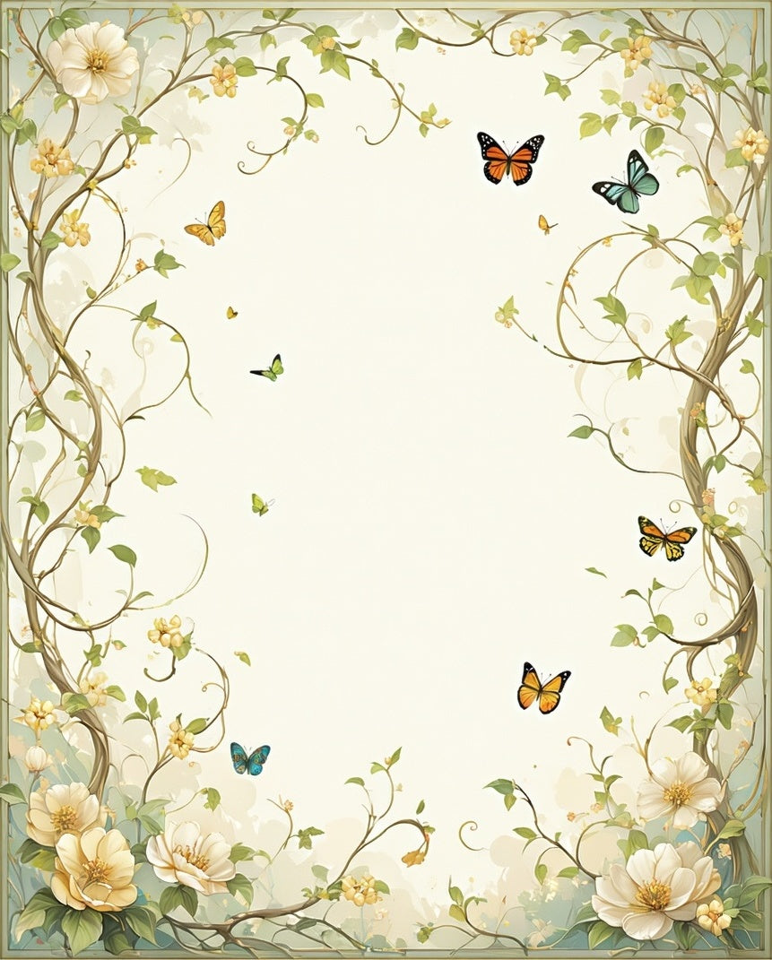 Nature Inspired Floral Butterfly Garden Rug