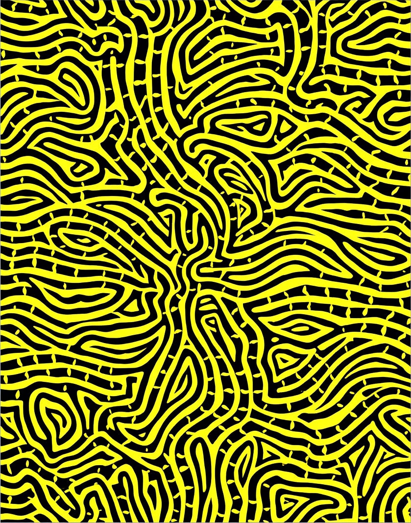 Abstract Yellow Maze Pattern Rug