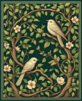 Enchanting Birds Floral Vine Pattern Rug