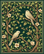 Enchanting Birds Floral Vine Pattern Rug