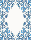 Blue Floral Acanthus Scroll Border Rug