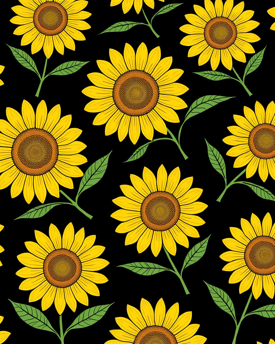 Bright Yellow Sunflower Pattern Rug