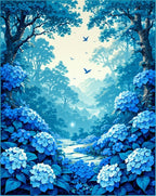 Enchanted Forest Hydrangea Bloom Design Rug