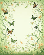 Whimsical Garden Butterfly Vine Design Rug