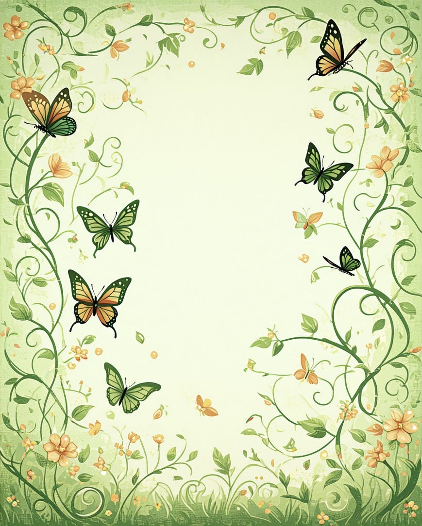 Whimsical Garden Butterfly Vine Design Rug