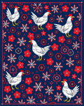 White Chicken Red Floral Snowflake Mix Rug