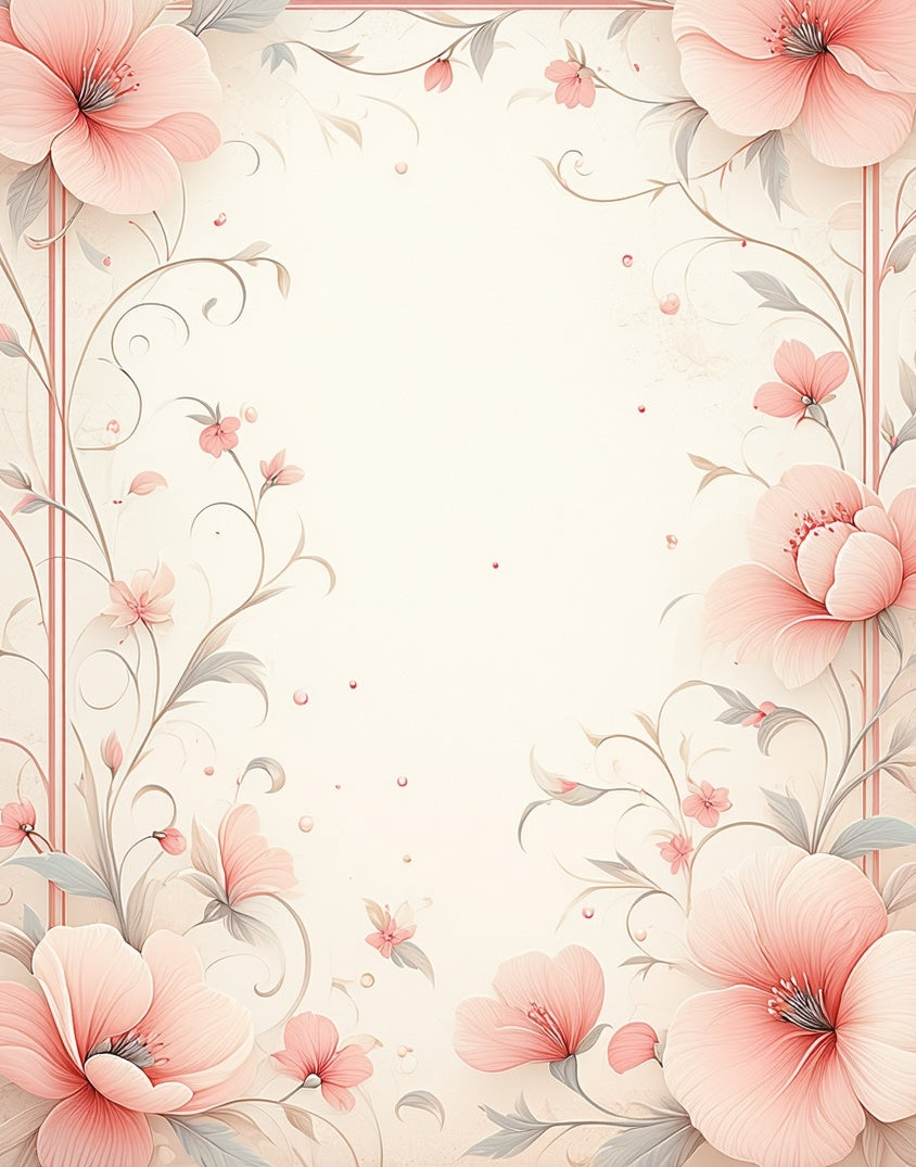 Soft Pink Floral Vine Pattern Rug