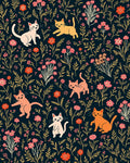 Playful Cats Among Floral Garden Rug