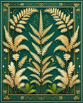 Elegant Gold Fern Botanical Art Rug