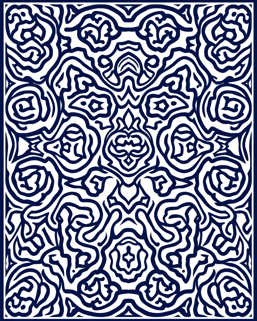Intricate Blue Abstract Pattern Rug