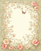 Floral Vine And Butterfly Design Rug