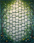 Enchanting Stone Wall Garden Pattern Rug