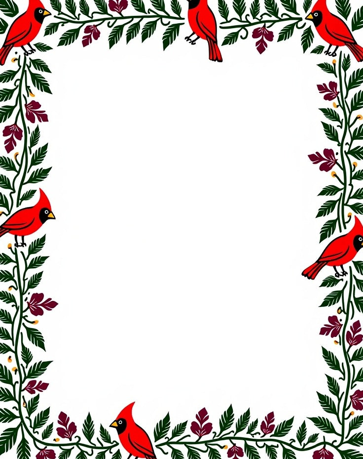Red Cardinal Foliage Border Rug