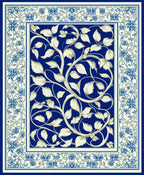 Ornate Blue White Floral Vine Medallion Rug