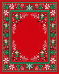 Merry Red Elf Snowflakes Border Rug
