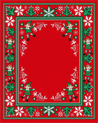 Merry Red Elf Snowflakes Border Rug