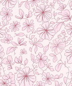 Pink Outline Floral Pattern Rug