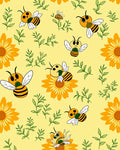 Whimsical Bees with Flower Pattern Rug