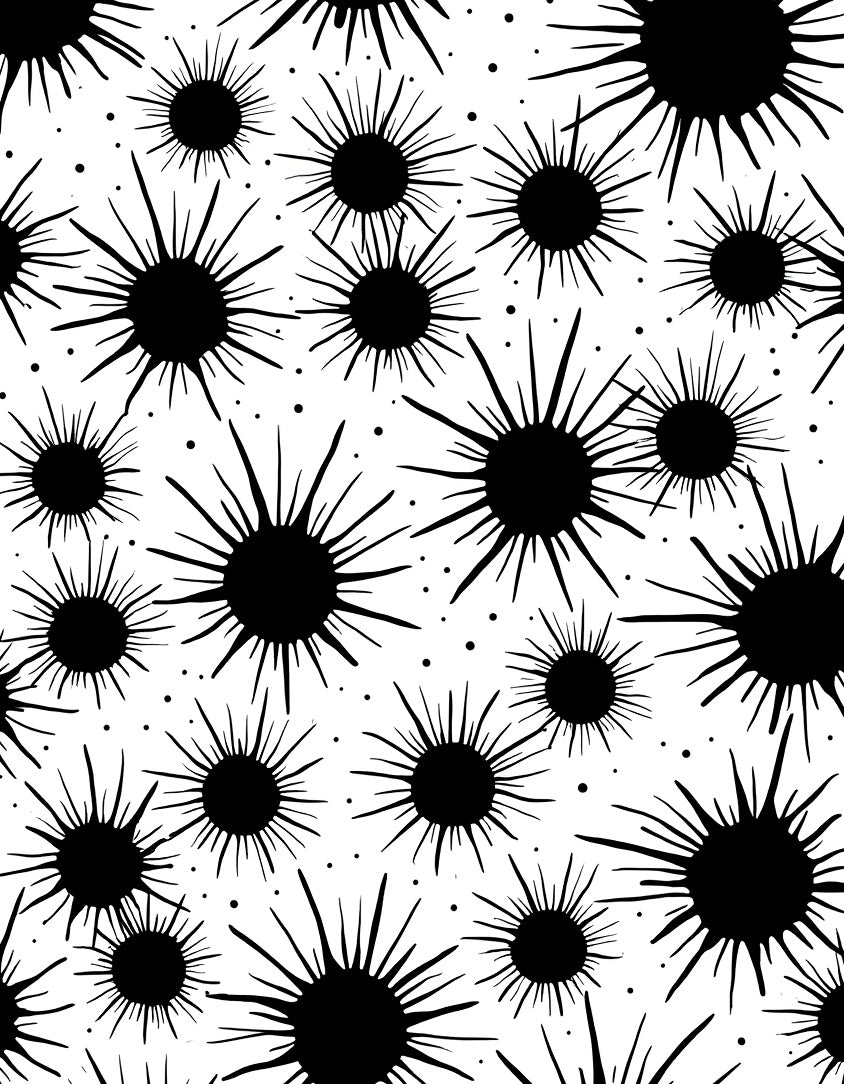Black Splatter Starburst Pattern Rug
