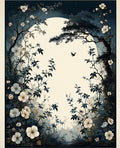 Midnight Floral Vine Silhouette Rug
