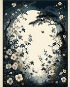 Midnight Floral Vine Silhouette Rug