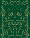Ornate Emerald Gold Geometric Swirl Rug