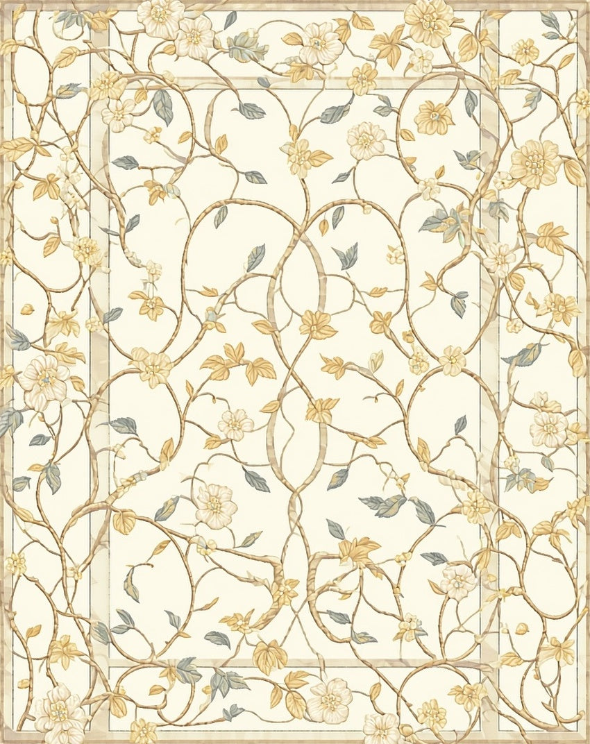 Vineyard Botanical Floral Pattern Rug