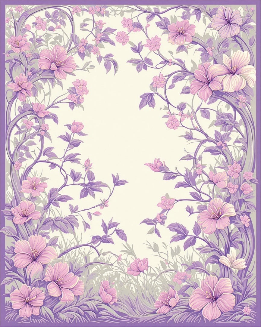 Floral Vine Pattern With Lilac Accents Rug