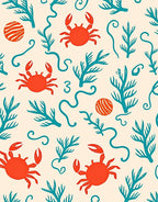 Oceanic Crab Coral Pattern Rug
