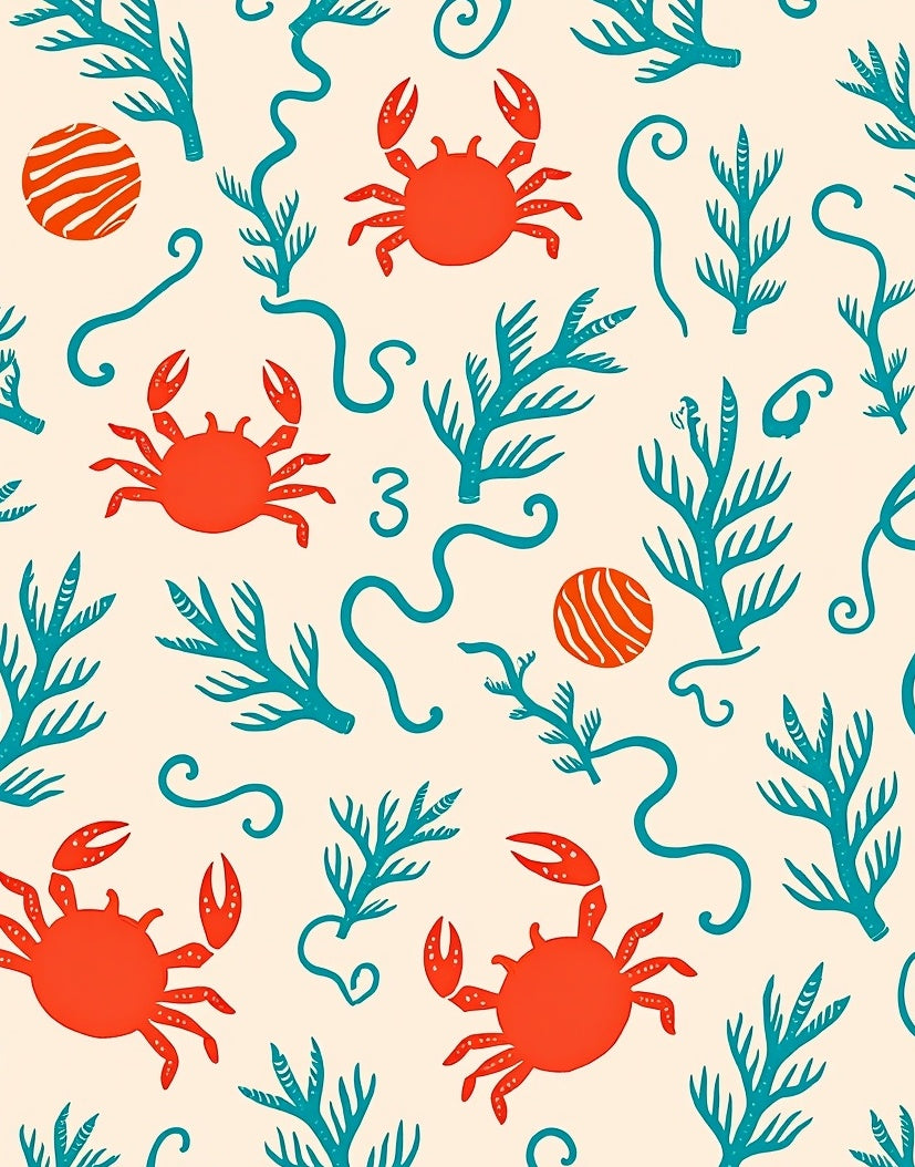Oceanic Crab Coral Pattern Rug