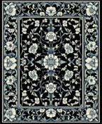 Intricate Floral Scroll Dark Pattern Rug