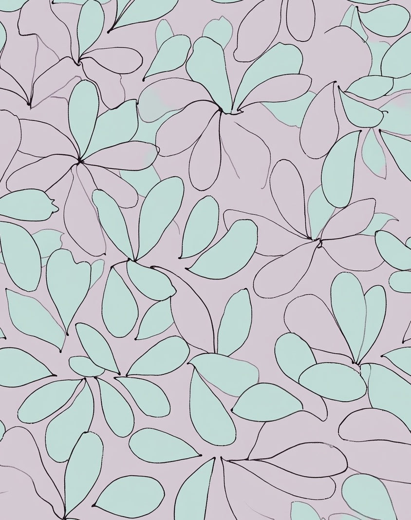 Soft Botanical Outline Pastel Rug