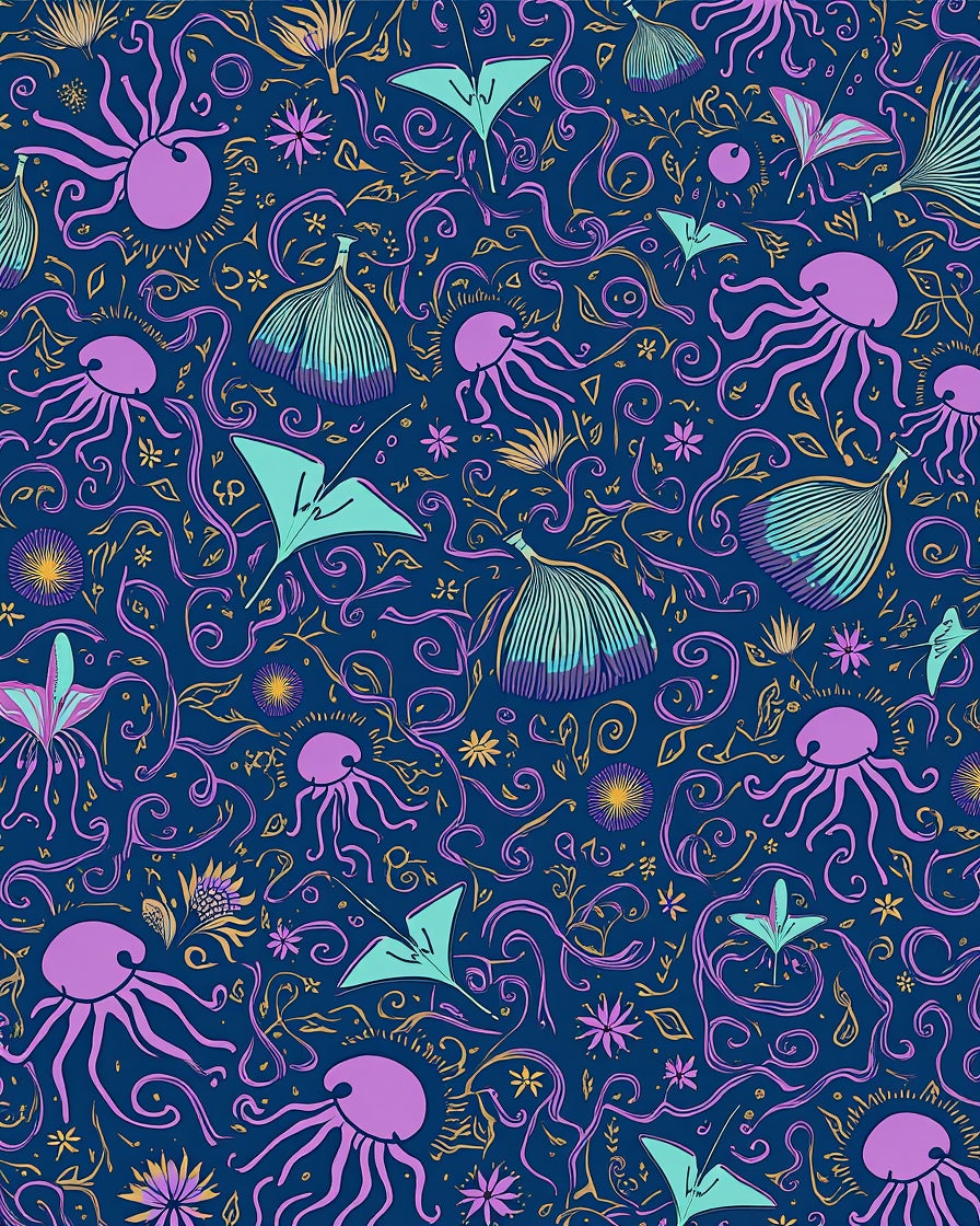 Whimsical Ocean Fantasy Jellyfish Pattern Rug