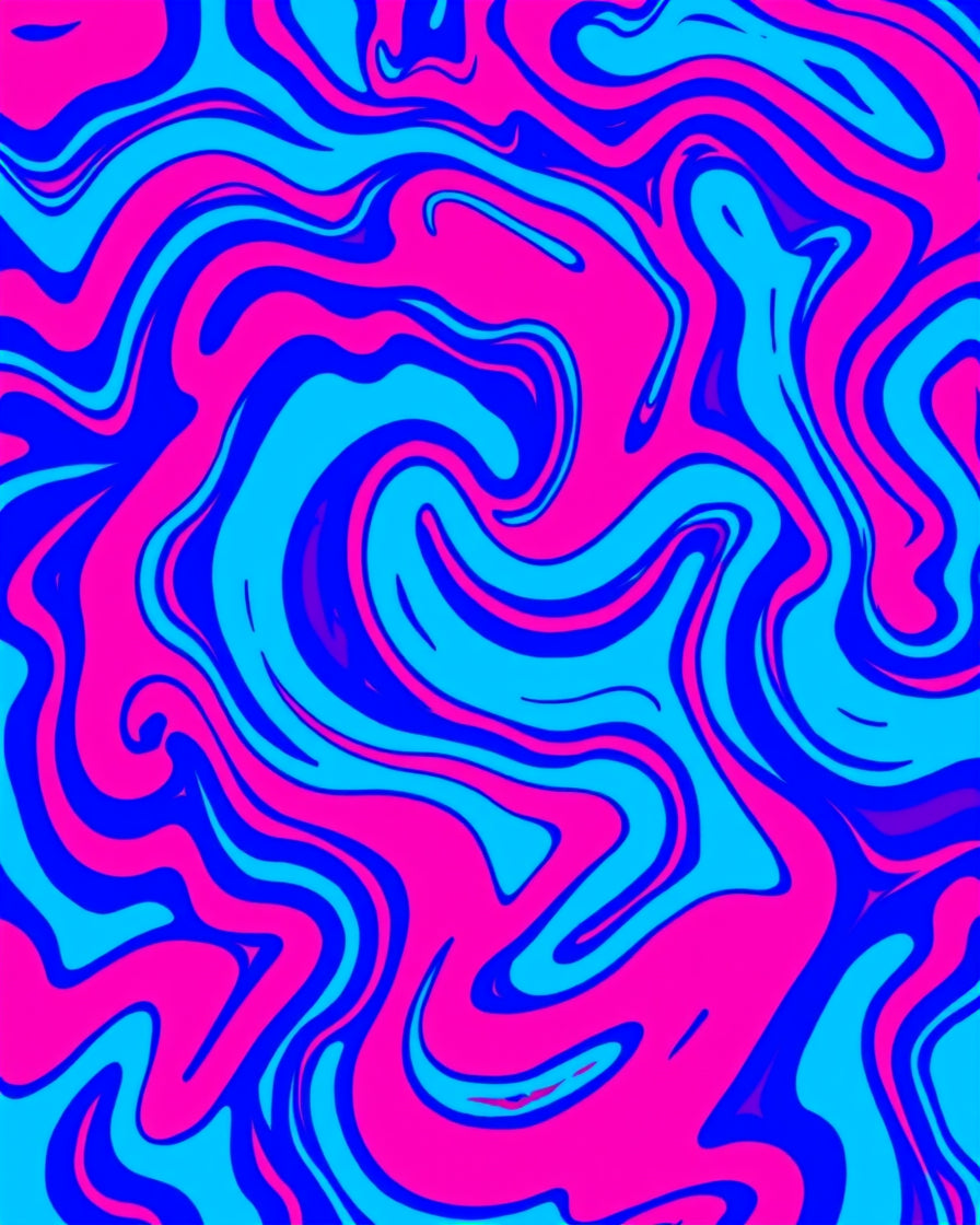 Vivid Blue Pink Swirl Pattern Rug