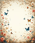 Vintage Floral Butterfly Meadow Design Rug