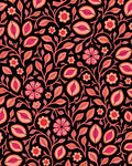 Pink Floral Leaf Vine Pattern Rug