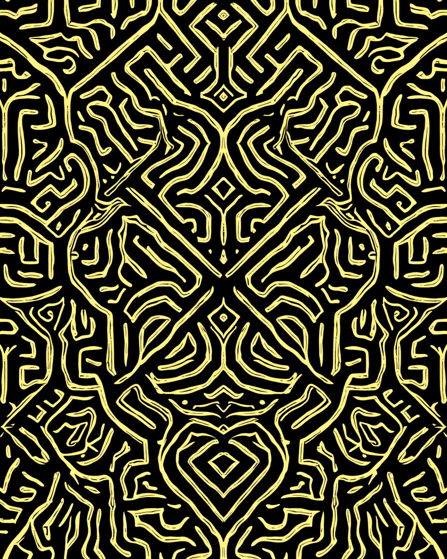 Abstract Yellow Line Art Pattern Rug