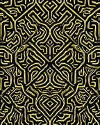 Abstract Yellow Line Art Pattern Rug